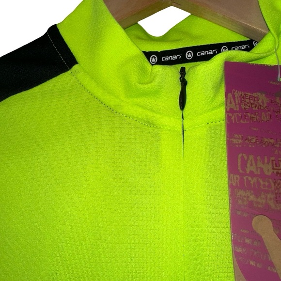 Canari NEW Dolce Cycling Jersey Zip Up Tank Top in Neon Yellow Women’s Size L - Picture 4 of 10